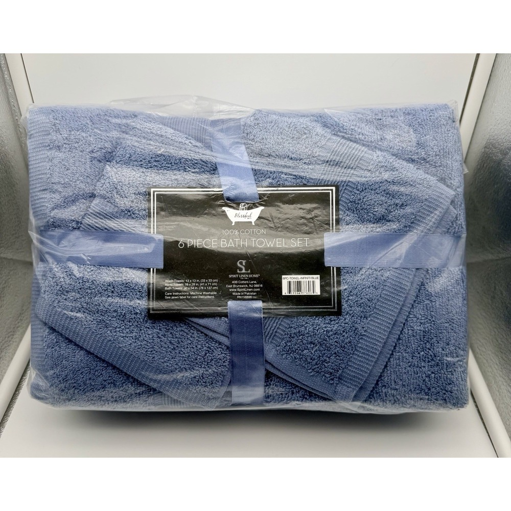 Spirit Linen Home 6-Piece Towel Set 100% Cotten (2) Bath (2) Hand (2) Wash